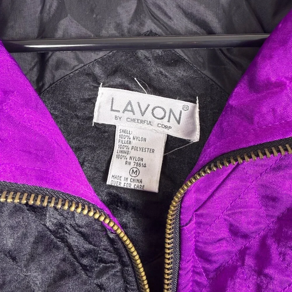 Vintage 80s Colorblock Windbreaker Jacket Purple Teal Black Medium‎